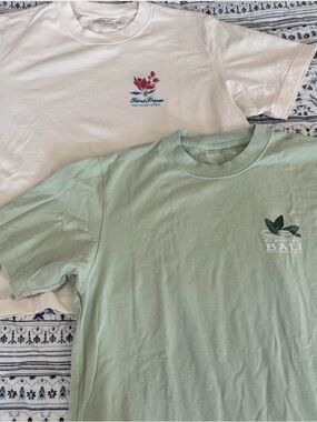 2 Abercrombie & Fitch White and Light Green Short Sleeve Tees Slightly Cropped